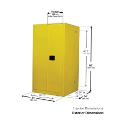 Szafa zabezpieczająca na materiały łatwopalne 227 l, dwudrzwiowa 1651 x 864 x 864 mm